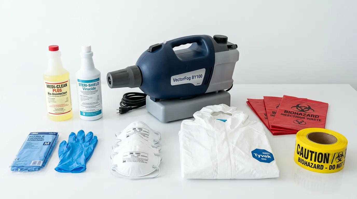 Professional biohazard remediation crew working in Portage